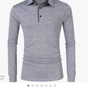 Kuulee Men's Long sleeve quick-drying leisure Polo